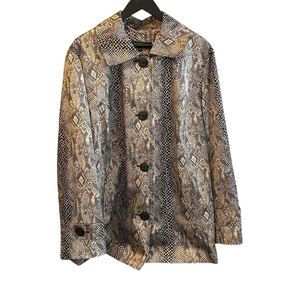 Ellen Tracy Women's Snake Print Jacket Button Front Collar 2x-3x